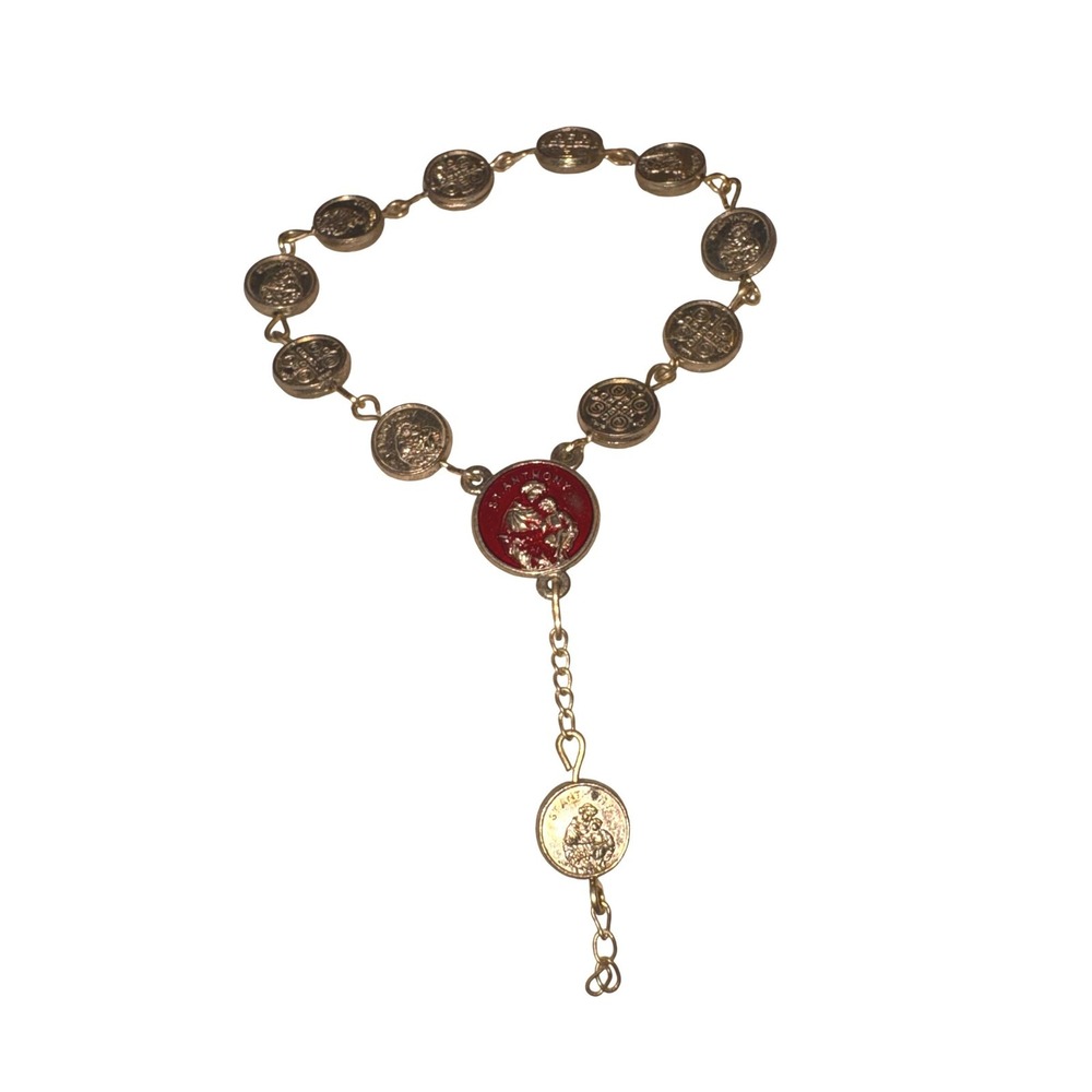 Womens Religious Catholic Faith Medal‎ St Anthony Rosary Chaplet Bracelet Gold